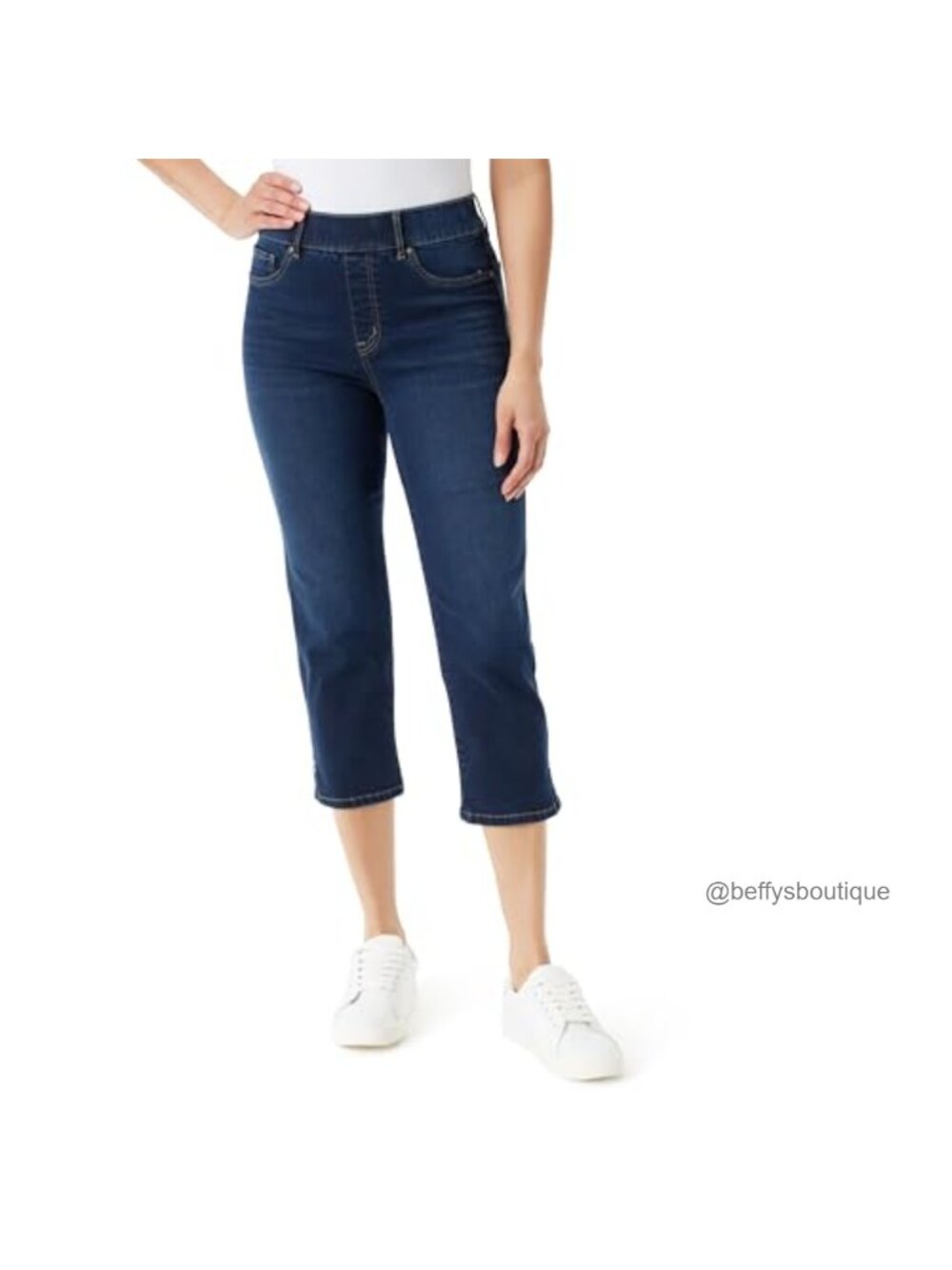 High Rise Pull On Straight Leg Capri Comfort Waist Slimming